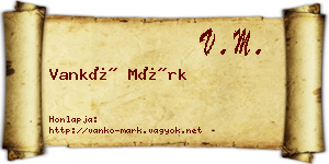 Vankó Márk névjegykártya